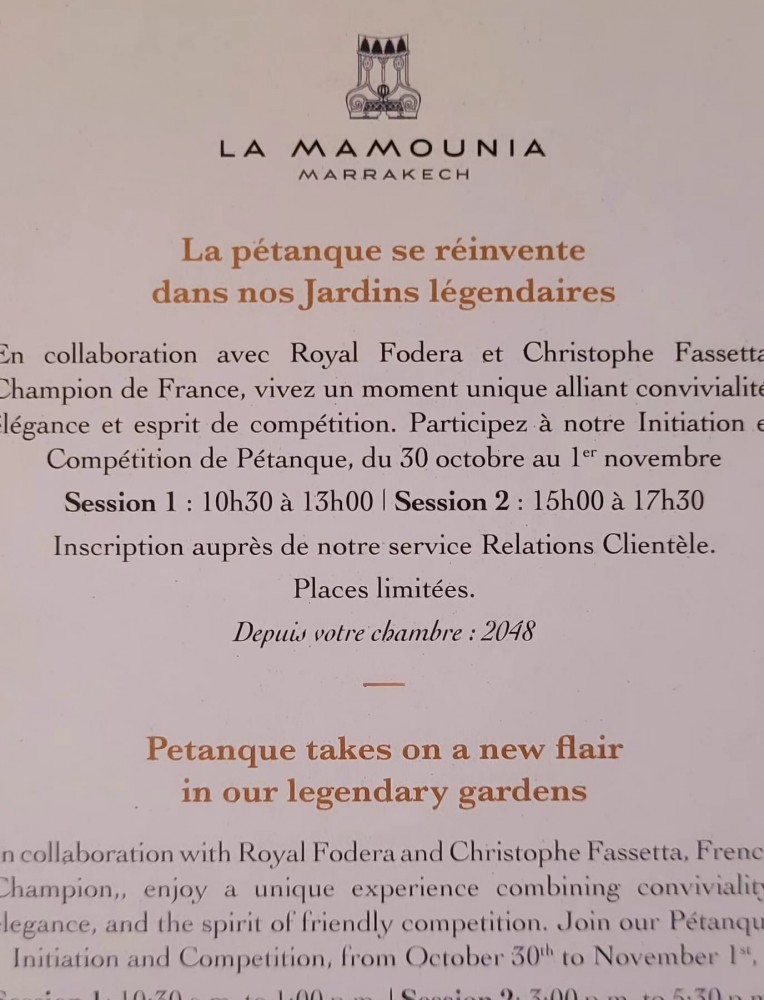 Pétanque - La Mamounia Marrakech